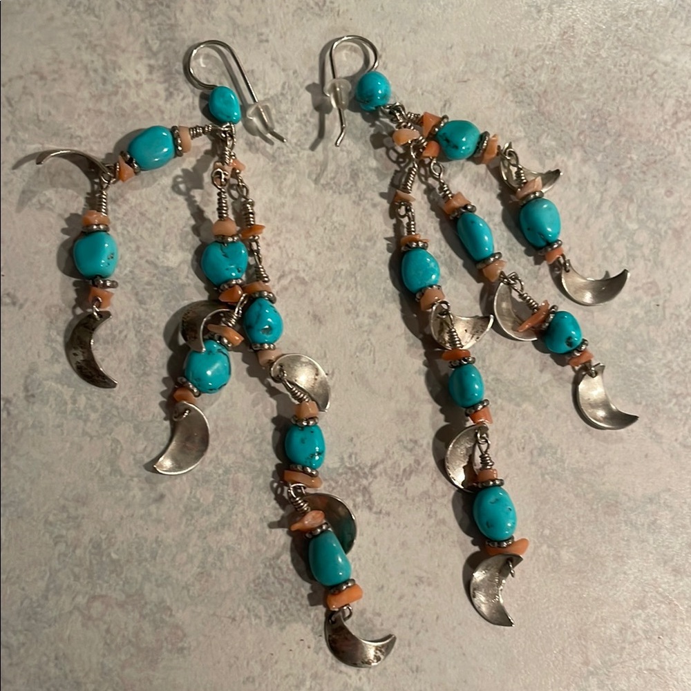 Turquoise, Stone Dangle Earrings - image 4